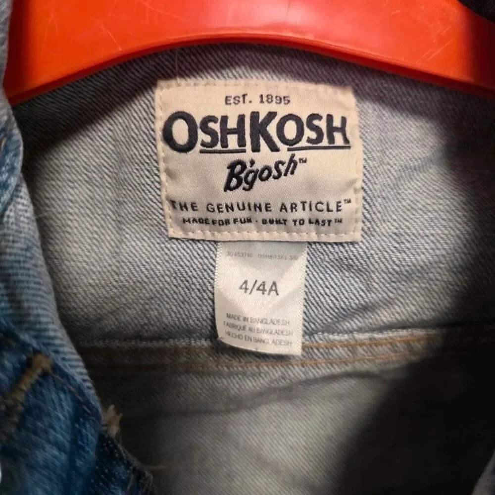 OshKosh B'gosh Kids Denim Jean Jacket Size 4/4A Blue Trucker 100% Cotton